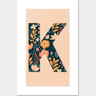 Whimsical Floral Letter K Posters and Art